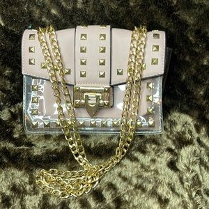 Small cross body studded pink purse